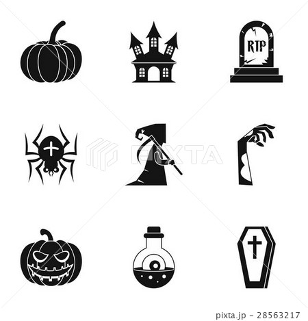 Terrible holiday icons set, simple style 28563217