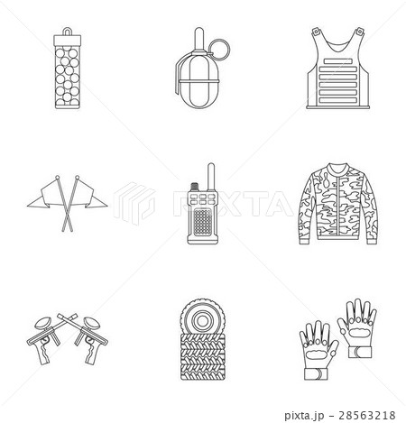 Shooting paintball icons set, outline style 28563218