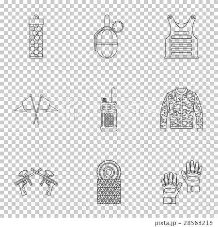 Shooting paintball icons set, outline style 28563218