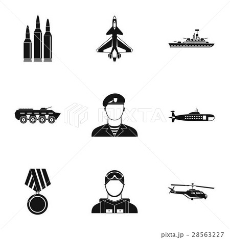 Equipment for war icons set, simple style Equipment for war icons set, simple style 28563227