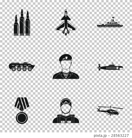 Equipment for war icons set, simple style Equipment for war icons set, simple style 28563227