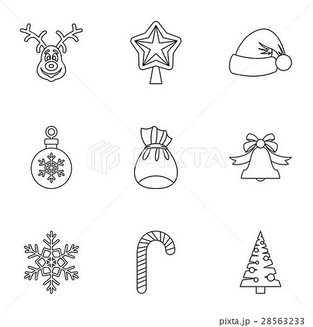 Christmas icons set, outline style 28563233