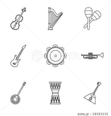 Musical device icons set, outline style 28563235