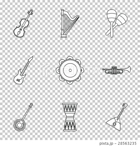 Musical device icons set, outline style 28563235