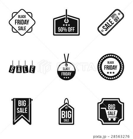 Black friday icons set, simple style Black friday icons set, simple style 28563276