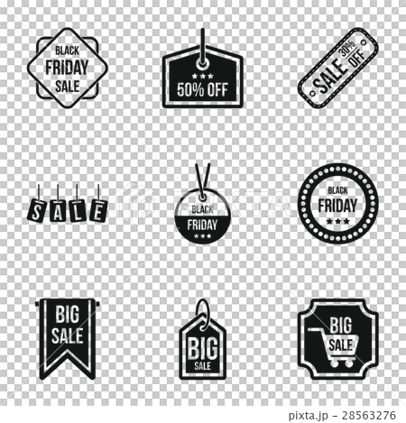 Black friday icons set, simple style Black friday icons set, simple style 28563276