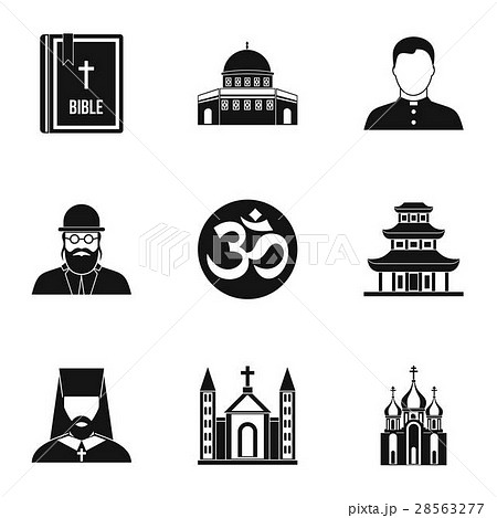 Religion icons set, simple style Religion icons set, simple style 28563277