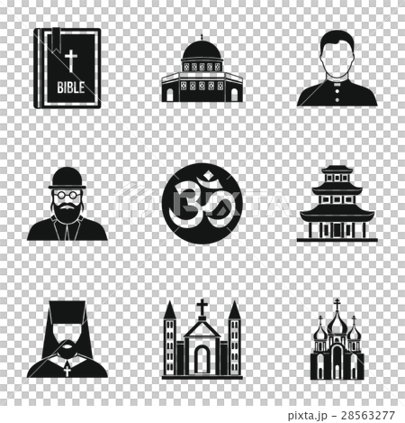 Religion icons set, simple style Religion icons set, simple style 28563277