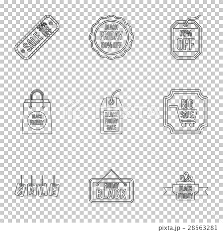 Black friday icons set, outline style 28563281