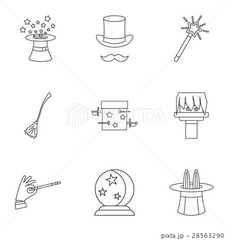 Tricks icons set, outline style Tricks icons set, outline style 28563290