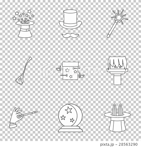 Tricks icons set, outline style Tricks icons set, outline style 28563290