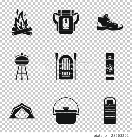Camp icons set, simple style 28563291