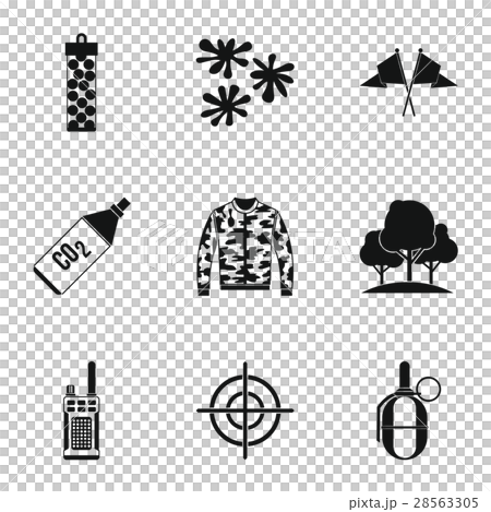 Outfit paintball icons set, simple style 28563305