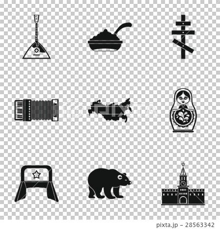 Russia icons set, simple style Russia icons set, simple style 28563342