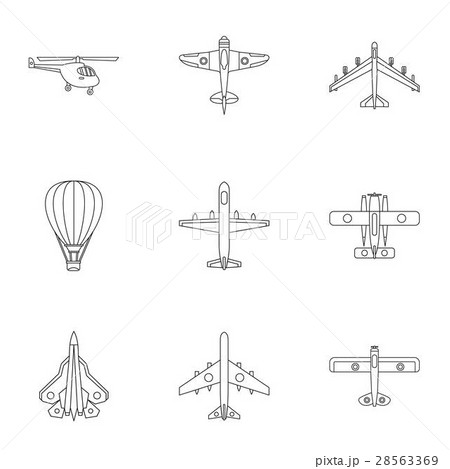 Aircraft icons set, outline style Aircraft icons set, outline style 28563369