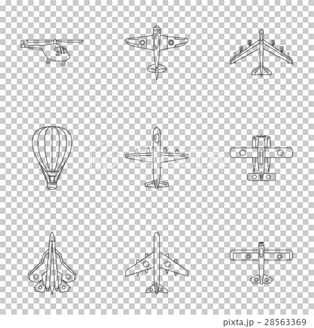 Aircraft icons set, outline style 28563369