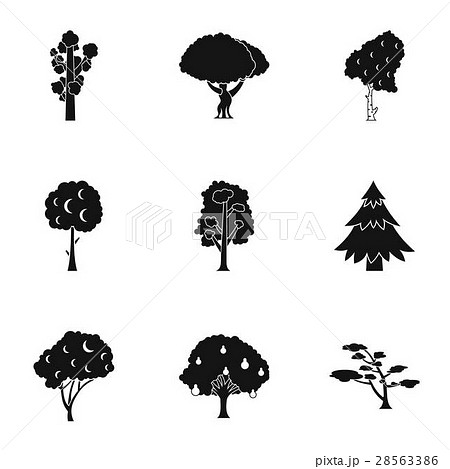 Arboreal plant icons set, simple style Arboreal plant icons set, simple style 28563386