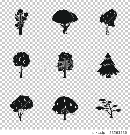 Arboreal plant icons set, simple style Arboreal plant icons set, simple style 28563386