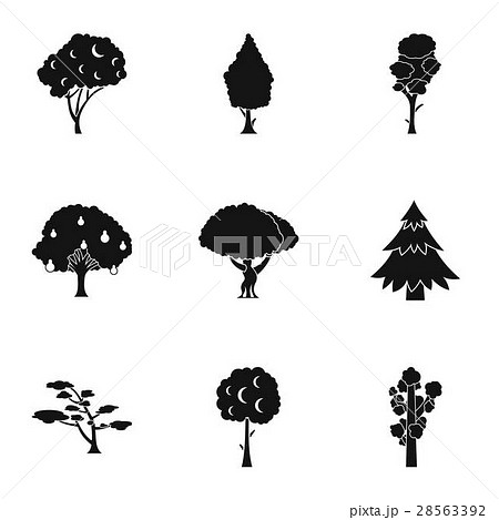 Woody Plants Icons Set Simple Styleのイラスト素材