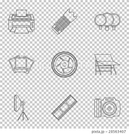 Photo icons set, outline style Photo icons set, outline style 28563407