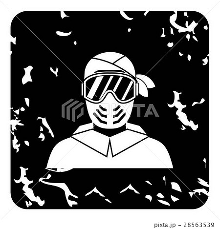 Man in mask icon, grunge style 28563539