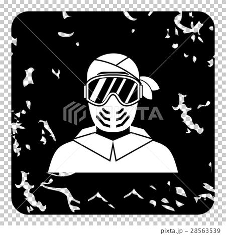 Man in mask icon, grunge style 28563539