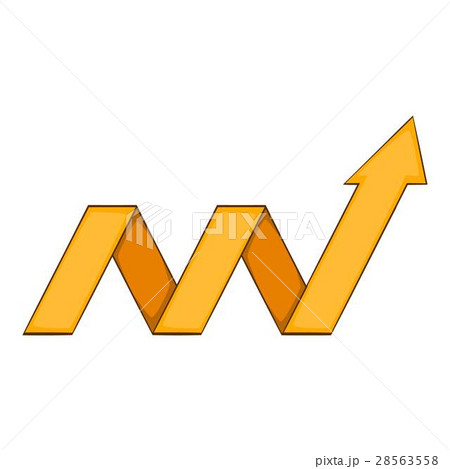 Yellow growth arrow chart icon, cartoon style 28563558