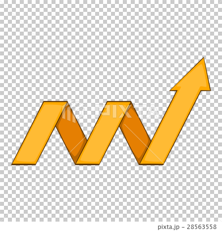 Yellow growth arrow chart icon, cartoon style 28563558