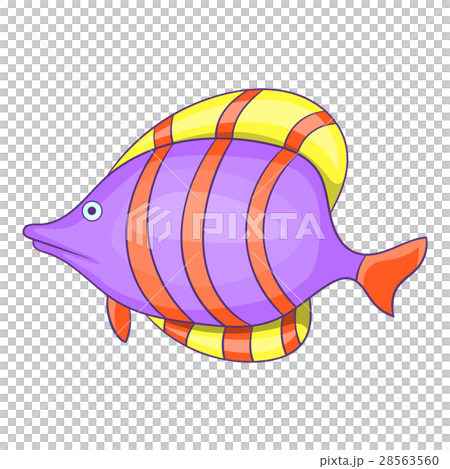 Purple fish with red stripe icon, cartoon style 28563560