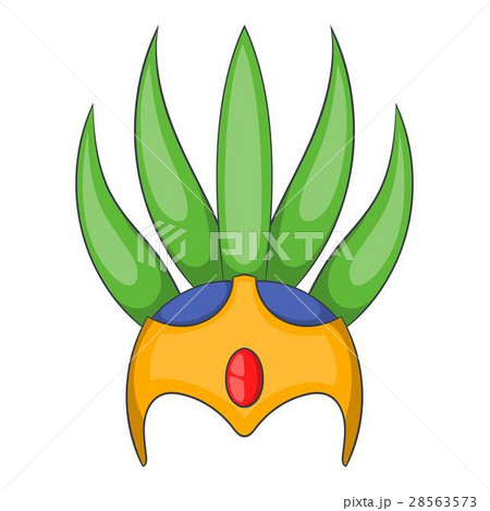 Feathers hat icon, cartoon style 28563573