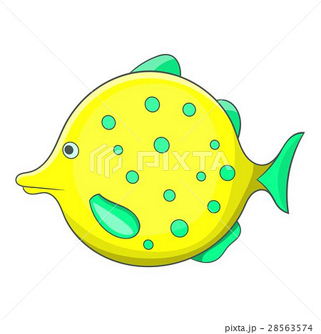 Yellow dotted fish icon, cartoon style Yellow dotted fish icon, cartoon style 28563574