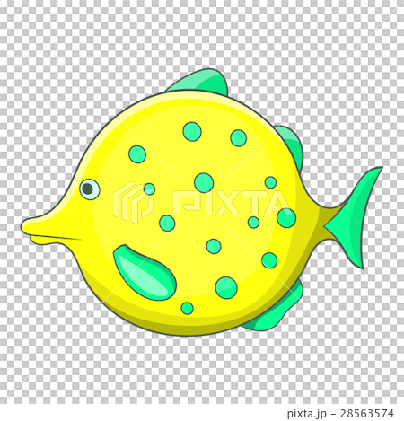 Yellow dotted fish icon, cartoon style Yellow dotted fish icon, cartoon style 28563574