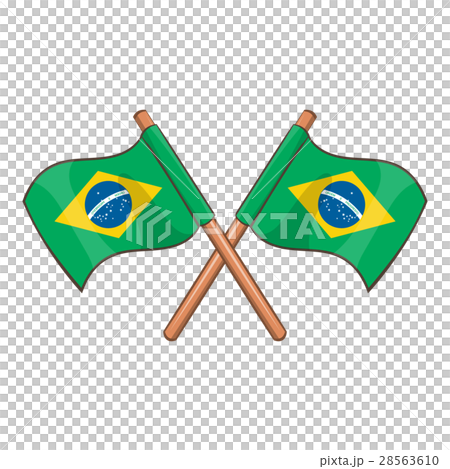 Crossed flags of Brazil icon, cartoon style Crossed flags of Brazil icon, cartoon style 28563610