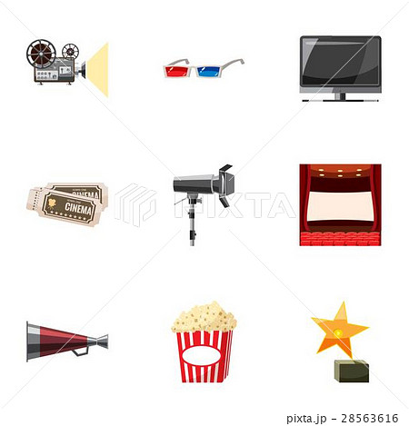 Cinematography icons set, cartoon style 28563616
