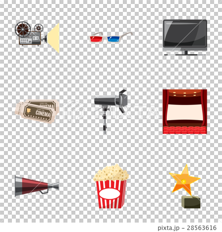 Cinematography icons set, cartoon style 28563616