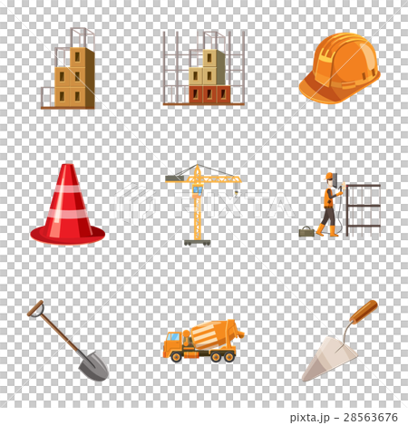Construction icons set, cartoon style Construction icons set, cartoon style 28563676