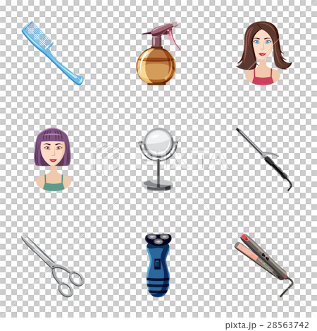 Barbershop icons set, cartoon style 28563742