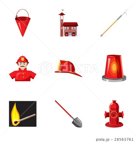 Protection from fire icons set, cartoon style Protection from fire icons set, cartoon style 28563761