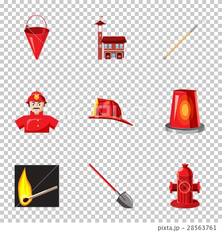 Protection from fire icons set, cartoon style Protection from fire icons set, cartoon style 28563761