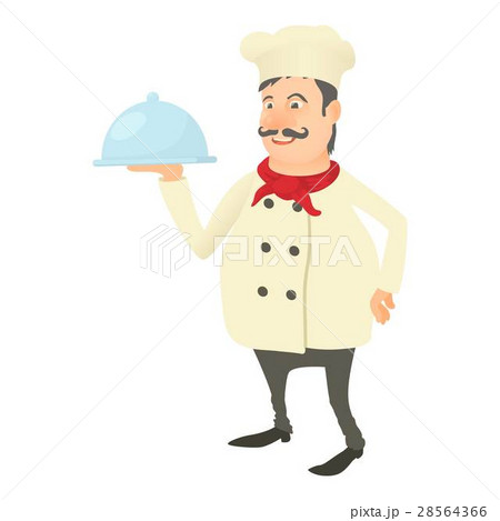 Chef with dish icon, cartoon style Chef with dish icon, cartoon style 28564366