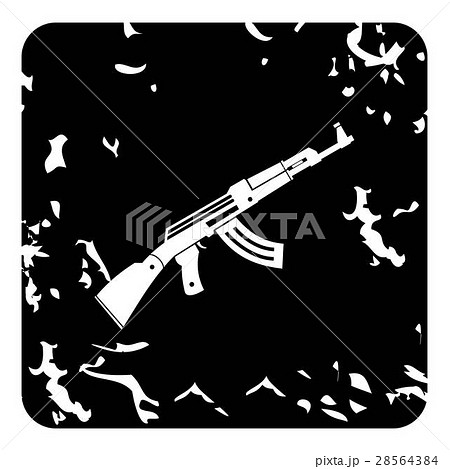 Automatic Kalashnikov icon, grunge style 28564384