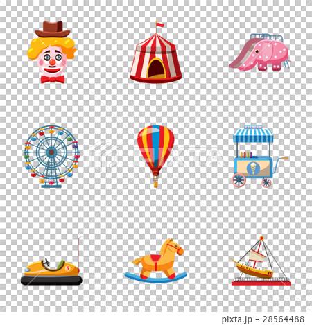 Rides icons set, cartoon style Rides icons set, cartoon style 28564488