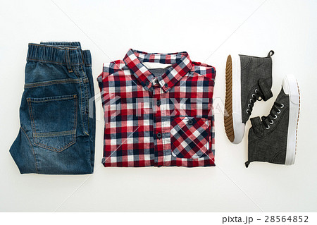 Shirt and jean pants with shoes Shirt and jean pants with shoes 28564852