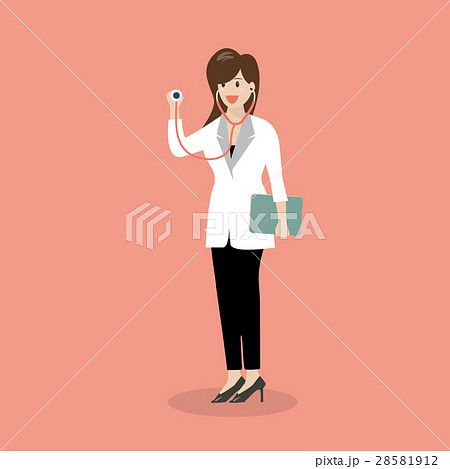 Female doctor holding stethoscope Female doctor holding stethoscope 28581912