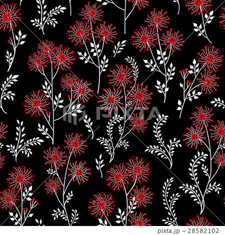 Floral winter tile pattern. Leaves and flowers. 28582102