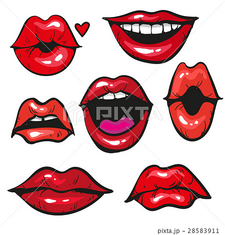 Woman S Lip Gestures Set Vecor Illustrationのイラスト素材