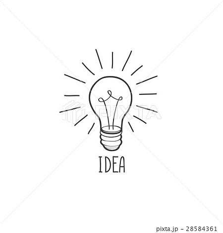 Lamp Bulb Isolated Handwritten Lettering Ideaのイラスト素材