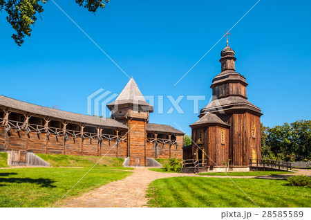 Rebuilt wooden church located inside of Baturyn Rebuilt wooden church located inside of Baturyn 28585589