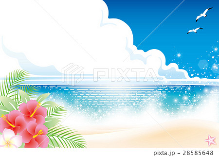 波打ち寄せる夏の砂浜のイラスト素材