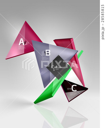 Glossy glass translucent triangles on 3d empty 28585815